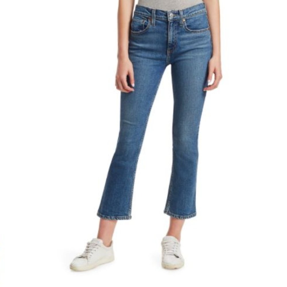 RE/DONE Comfort Stretch Mid-Rise Kick Flare Crop - Size 25